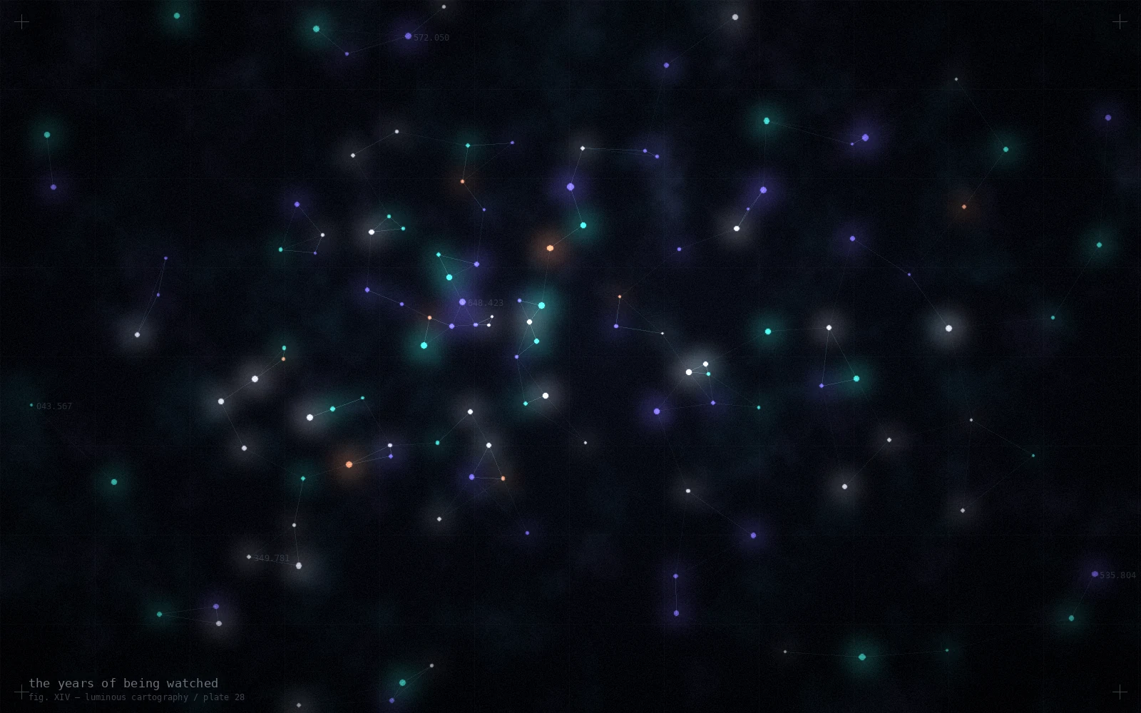 An abstract constellation field in cool blue and violet, evoking light across a schoolyard